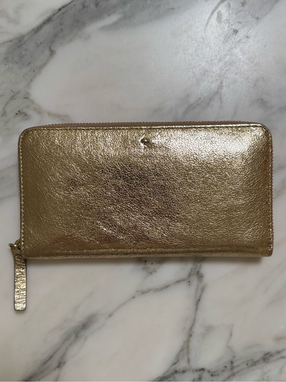 Kate Spade Metallic Gold Zip-Around Wallet